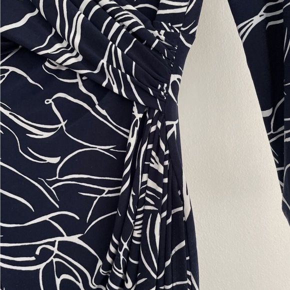 Lauren Ralph Lauren Women's Size 10 Black & White Jersey Sheath Dress Faux Wrap - Picture 5 of 15